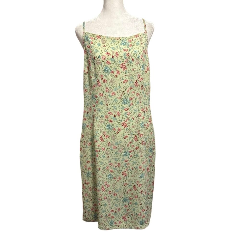Vintage Old Navy 12 Floral Print Midi Dress Tank Cottagecore Cottage Chiffon